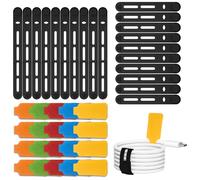 Zimoer 40Pcs Attache Cable Silicone Cable Étiquette Réutilisable Attaches de Câble Universelles Serre Câbles Câble de Organisateur Attache Cordon Sangle Organisateur pour Cordes Gestion des Câbles