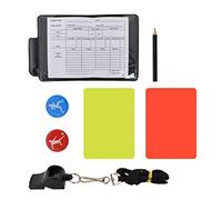Zimoer Cartes d'arbitre de Football,Carte d'arbitre Rouge Jaune,Coach Sifflet avec Longes Kit Arbitre Football,Crayon pour Le Football Jeu de Basket-Ball Sports avec 5 Feuilles de pointage