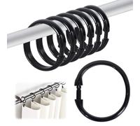 Zimoer Lot de 12 Anneaux de Rideau de Douche en Plastique, Crochet Rideau Douche, Anneaux pour Rideaux Gros, Anneaux pour Tringle à Rideaux, Anneaux en Forme de O pour Rideau de Porte Fenêtre (Noir)