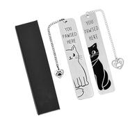 Zimoer Lot de 2 Marque-Pages en Forme de Chat, Marque Page en Forme de Chat en Métal, Marquepages de Chats avec Boîte, Cadeau Idéal pour Les Amoureux des Livres, Femmes, Enseignants ou Etudiants