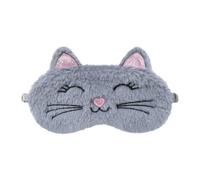 Zimoer Masque de Nuit Enfant 3D en Peluche - Mignon Chat Gris, Cache Yeux Doux et Respirant pour Dormir, Voyage, Sieste (1 Pièce)