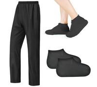 Zimoer Pantalon de Pluie Homme Pantalons Extérieurs imperméable Coupe Vent Moto Pantalon Pluie e 2 Paires de Surchaussures étanches pour la Randonnée, Le Trekking et Le Cyclisme (L, Noir)