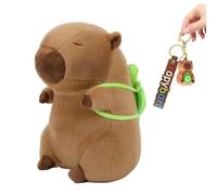 Zimoer Peluche Capybara Jouet, porte-clés Capybara, 25cm Peluche Capybara avec Oreiller Tortue Feature Plush Poupée en Peluche, Pendentif Capybara pour sac à dos, Cadeau d'anniversaire
