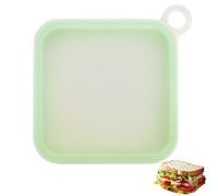 Zimoer Porte-sandwich récipient 15,5 x 15,5 x 2,5 cm, porte-déjeuner, Go bac sandwich en silicone, sac sandwich toast, bento box silicone, réutilisable, portable, pliable, transparent