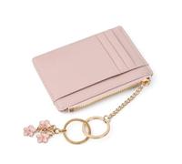 Zimoer Portefeuille Femme Mini avec 8 Emplacements Carte + 1 Poche et Fleur Porte-clés - Pochette Carte Bancaire Compacte et Léger pour Cartes de Crédit, Pièces d'Identité et Monnaie (Rose)
