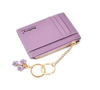 Zimoer Portefeuille Femme Mini avec 8 Emplacements Carte + 1 Poche et Fleur Porte-clés - Pochette Carte Bancaire Compacte et Léger pour Cartes de Crédit, Pièces d'Identité et Monnaie (Violet)