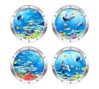 Zimoer Stickers Muraux 3D Monde Sous-Marin, Lot de 4 Autocollants Muraux Marine Tropical Poisson Sticker pour Salle de Bain Chambre, Océan Stickers Décoration Murale pour Chambre Enfants Pépinière (B)