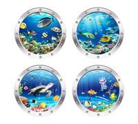 Zimoer Stickers Muraux 3D Monde Sous-Marin, Lot de 4 Autocollants Muraux Marine Tropical Poisson Sticker pour Salle de Bain Chambre, Océan Stickers Décoration Murale pour Chambre Enfants Pépinière (A)