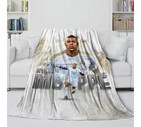 ZIMONJO Mbappe Couverture - Football Plaid Cadeau Anniversaire pour Mari/Petit Ami/Petite Amie - Plaid pour Une Sieste Rapide Lors d'un Après-midi De Farniente 40x50inch(100x130cm)