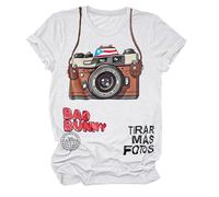 Zimoya Bad Bunny Tirar Mas Women's Inspirational Heart Graphic Letter Print T-Shirt Short Sleeve Casual Tops Blue