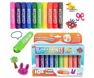 ZIMPLI - 10 x Grands Bâtons de Peinture pour le Bain, Crayons de Bain, Stylos de Peinture pour Enfants, Twist & Paint, Couleurs Vives, Sans Salissure, Nettoyage Facile, Séchage Rapide, Non Toxique