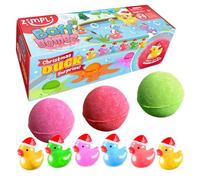 ZIMPLI - 3 x Bombes de Bain Surprise Canard de Noël, 1 des 6 Jouets Canard à Collectionner, Un par Grande Bombe de Bain, Cadeaux de Noël pour Enfants, Jouet de Baignoire pour garçons et Filles
