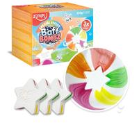 ZIMPLI - 3 x Grandes Bombes de Bain Étoiles, Bombes de Bain à Effet Spécial pour Enfants, Cadeau de Bain Mousseux Fait à la Main, Bio, Hydratant, Jouet Arc-en-Ciel