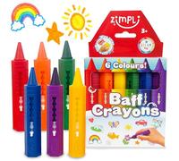 Zimpli Kids 6 Grands Crayons de Bain, Jouets de Bain lavables et colorés pour Enfants, Jouets créatifs pour la Douche, Cadeaux pour Enfants, Cadeaux d'art et d'artisanat pour garçons et Filles