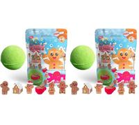 ZIMPLI - Bombe de Bain Surprise de Noël au Pain d'Épice, 1 des 6 Jouets en Pain d'épice à Collectionner, Un par Grande Bombe de Bain, Jouet à Collectionner pour garçons et Filles (Lot de 2)