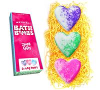 ZIMPLI - CADEAUX, Coffret cadeau de 3 bombes de bain en forme de cœur fabriquées au Royaume-Uni, cadeau de Saint-Valentin pour femmes, filles, sœur, fille, elle, petit cadeau de Noël