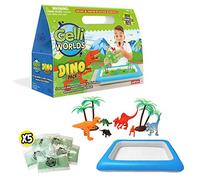 ZIMPLI - Gelli Adventures Dino Pack, 5 utilisations, 8 Figurines de Dinosaures, Plateau de Jeu Gonflable, Ensemble de Jeu de Dinosaures pour garçons et Filles, kit Scientifique éducatif