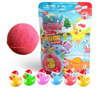 ZIMPLI - Grande Bombe de Bain Surprise Canard de Noël, 1 des 6 jouets canards à collectionner, un par Baff Bomb, jouets de Noël pour enfants, petits cadeaux de bain pour bas de Noël