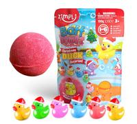 ZIMPLI - Grande Bombe de Bain Surprise Canard de Noël, 1 des 6 jouets canards à collectionner, un par Baff Bomb, jouets de Noël pour enfants, petits cadeaux de bain pour bas de Noël