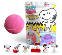 ZIMPLI Grande Bombe de Bain Surprise Peanuts, 1 des 6 figurines Snoopy à collectionner, Une surprise par Baff Bomb, Petit Cadeau à Petit Prix, Figurines de Collection, Cadeaux pour Sacs de Fête