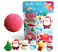 ZIMPLI Grande bombe de bain surprise Père Noël, 6 jouets de Noël à collectionner, pour garçons et filles, effervescente, coffret cadeau coloré