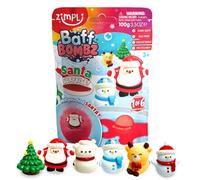 ZIMPLI - Grande Santa Surprise Bombe de Bain, 6 Jouets Surprise sur Le thème de Noël à Collectionner au Total, Un par Bombe de Bain, Cadeau de Noël pour Les Enfants, Bas de Laine en Argent de Poche