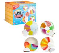 Zimpli Kids - 4 x Grand ensemble de bombes de bain à effet spécial, nuage arc-en-ciel, fusée, lune et étoiles, cadeau d'anniversaire idéal pour les enfant, jouet de bain Montessori