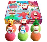 ZIMPLI - Lot de 6 Grandes Bombes de Bain Surprise du Père Noël, 6 Jouets Surprises de Noël, Coffret Cadeau Baff Bomb de Noël pour Enfants, Cadeaux pour Les 3 Ans et Plus