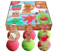 ZIMPLI - Lot de 6 Grandes Bombes de Bain Surprise Pain d'Épices 100g, 1 des 6 Jouets Pain d'Épices à Collectionner, Un Jouet par Bombe de Bain, Coffret Cadeau de Bombes de Bain pour Garçons et Filles