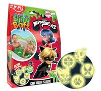 ZIMPLI - Miraculous Cat Noir Slime Baff Vert, 5 Figurines phosphorescentes, transforme magiquement l’Eau en Une Slime gluante et colorée, Jouet de Bain