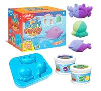 ZIMPLI - Pâte Baff Flottante, 2 pots de pâte de bain changeant de couleur, Plateau de modelage, Étire-la, Moule-la, Regarde-la changer de couleur, Jouet de bain pour enfants à modeler