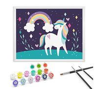 Zimrobin Peinture au Numéro pour Enfants 5-7 Ans - Kit d'Art Comprenant Peintures Acryliques, Cadre Photo et 3 Pinceaux (Licorne Dansante)