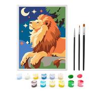 Zimrobin Peinture par numéros pour enfants de 5, 6, 7 ans, avec 3 types de pinceaux différents, cadre et peinture acrylique 17,8 x 24,1 cm (Lion Fier)
