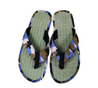 Zimtslipper Camouflage - Tongs en paille - Pour homme et femme - Confortables - En bambou naturel, bleu, 44 EU