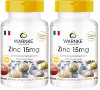 Zinc 15 mg - 100 comprimés, forme organique sous forme de gluconate de zinc, oligo-élément, végétalien | Warnke Vitalstoffe - Qualité des pharmacies allemandes (Lot de 2)