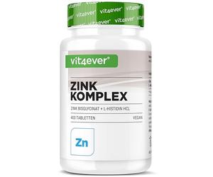 Zinc 25 mg - 400 comprimés - Premium : Bisglycinate de zinc d'Albion® + L-Histidine - Haute biodisponibilité - Complexe de chélate - Testé en laboratoire - Végétalien - Hautement dosé