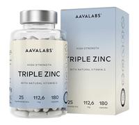 Zinc 25mg + Vitamine C - 3 Formes: Zinc Bisglycinate, Picolinate, Monomethionine Triple Zn Complement Alimentaire Haute Puissance Formule à Spectre Complet - 180 Gelules