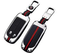 Zinc Alloy Car Key Cover Case For Jeep Grand Cherokee Chrysler 300c Renegade Fiat Freemont (2 Buttons,Silver)