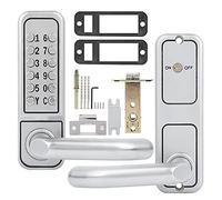 Zinc Alloy Password Mechanical Keypad Keyless Lock, Door Lock for Interior Wooden Doors, Silver Keyless Entry Door Handle with 1 11 Digit Combination, No