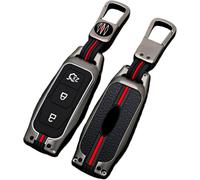 Zinc Alloy + Silicone Car Key Cover Case For Ford Fiesta Focus Mondeo Kuga Escape Falcon Galaxy Fusion Mustang Explorer Edge Escort Ranger 3 Buttons (D,Matte Colour)