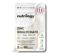 Zinc Bisglycinate 10mg | Haute absorption & Assimilation optimale | Avec Vitamines C et B6 | Immunité, Peau, Cheveux & Ongles | 2 Mois - 60 Gélules | Vegan & Fabriqué en France | NUTRILOGY