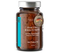 Zinc Bisglycinate 25mg - 180 Comprimés - Haute Dosé avec 25mg Zinc Végétal - Natural Zinc Complement Alimentaire - Soutient le Système Immunitaire et au Maintien d'une Peau Normale