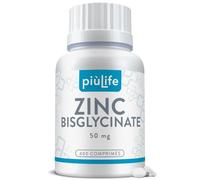 Zinc Bisglycinate 50 mg (dont 15 mg de Zink Élémentaire) PiùLife - ZN Complément Alimentaire Hautement Biodisponible - Peau, Cheveux, Ongles, Immunité - Bisglycinate de Zinc - 400 Comprimés