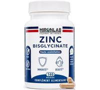 Zinc Bisglycinate Pur + Vitamines B2 B3 B6-4,5 mois de cure - 140 Gélules | Dosage Élevé : 40 mg dont 12 mg actifs - Absorption Optimale - Immunité & Antioxydant - Laboratoire Français MIRONLAB