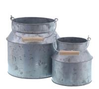 Zinc Déco Pot à lait en set de 2 - 18 / 13 cm