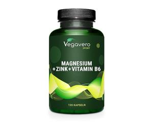 Zinc + Magnésium + Vitamine B6 | Sans Additifs & VEGAN | Qualité Supérieure : Avec Aquamin™ Mg | Aspartate de Zinc | Musculation & Sommeil | 120 Gélules | Vegavero®