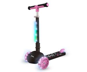 Zinc T-Motion Shine Trottinette Pliable à Trois Roues pour garçons et Filles à partir de 3 Ans avec Plateau Lumineux à Del, Guidon réglable, Commandes d'inclinaison et de Direction, Frein arrière