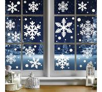 Zindoo Decoration Noel Stickers Noel Fenetre 228 Pcs Flocon de Neige Grande Taille Réutilisable Impression Recto-Verso Electrostatique Autocollant Intérieur Deco pour Fenêtre Porte Miroir