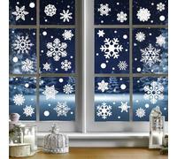 Zindoo Decoration Noel Stickers Noel Fenetre 247 Pcs Flocon de Neige, Réutilisable Impression Recto-Verso Electrostatique Autocollant Noel Fenetre Intérieur Deco Noel pour Fenêtre Porte Miroir