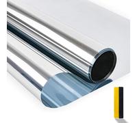 Zindoo Film fenetre Anti Regard Film Miroir Fenêtre sans Tain 44.5×300CM Anti Chaleur Anti UV Protection de la Vie Privée pour Fenêtre Bureau Maison Magasin Argent